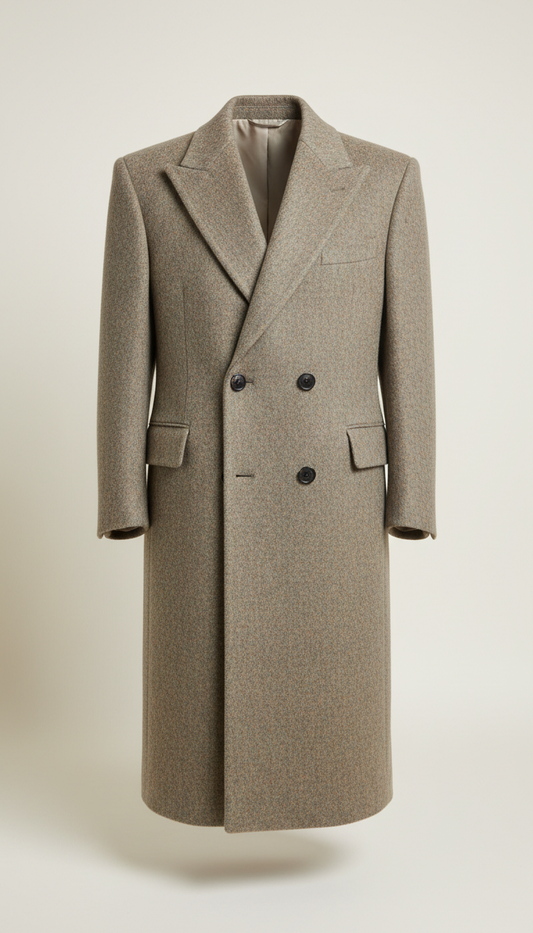 Wool Tailored Overcoat with Hidden Placket